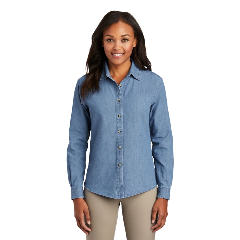 Port & Company Women's Long Sleeve Value Denim Shirt. 9