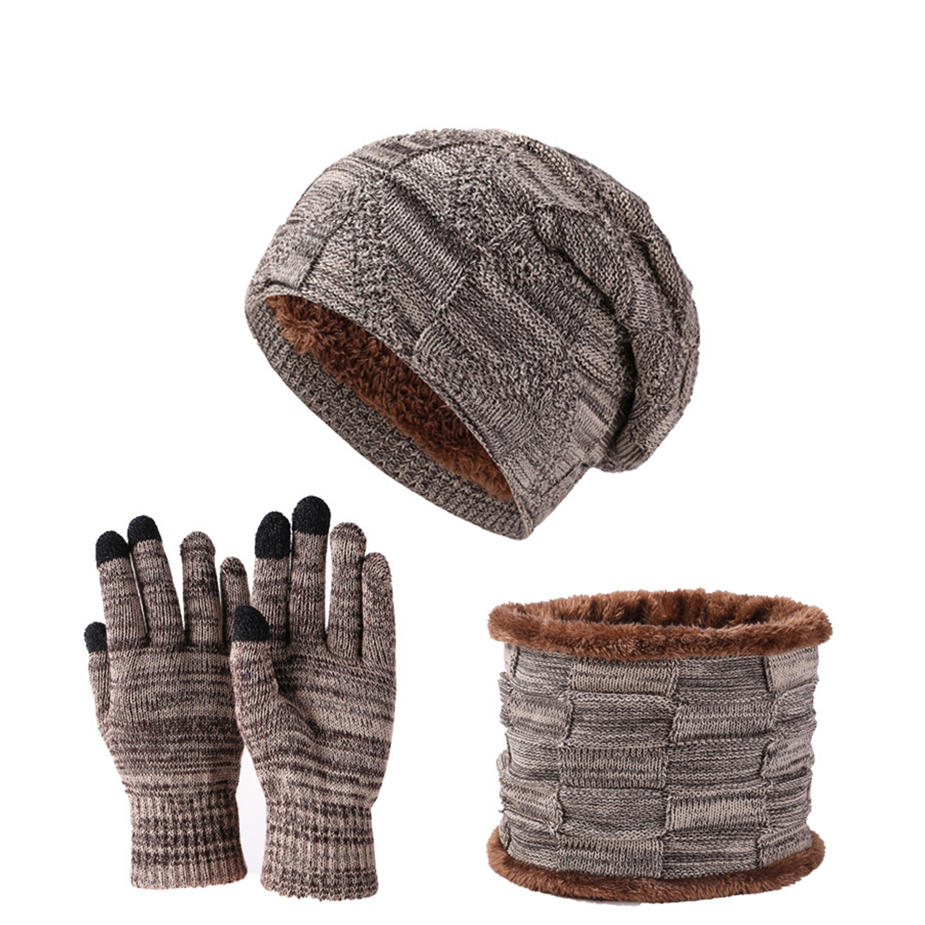 Winter Beanie Hat Scarf and Touch Screen Gloves Set 14