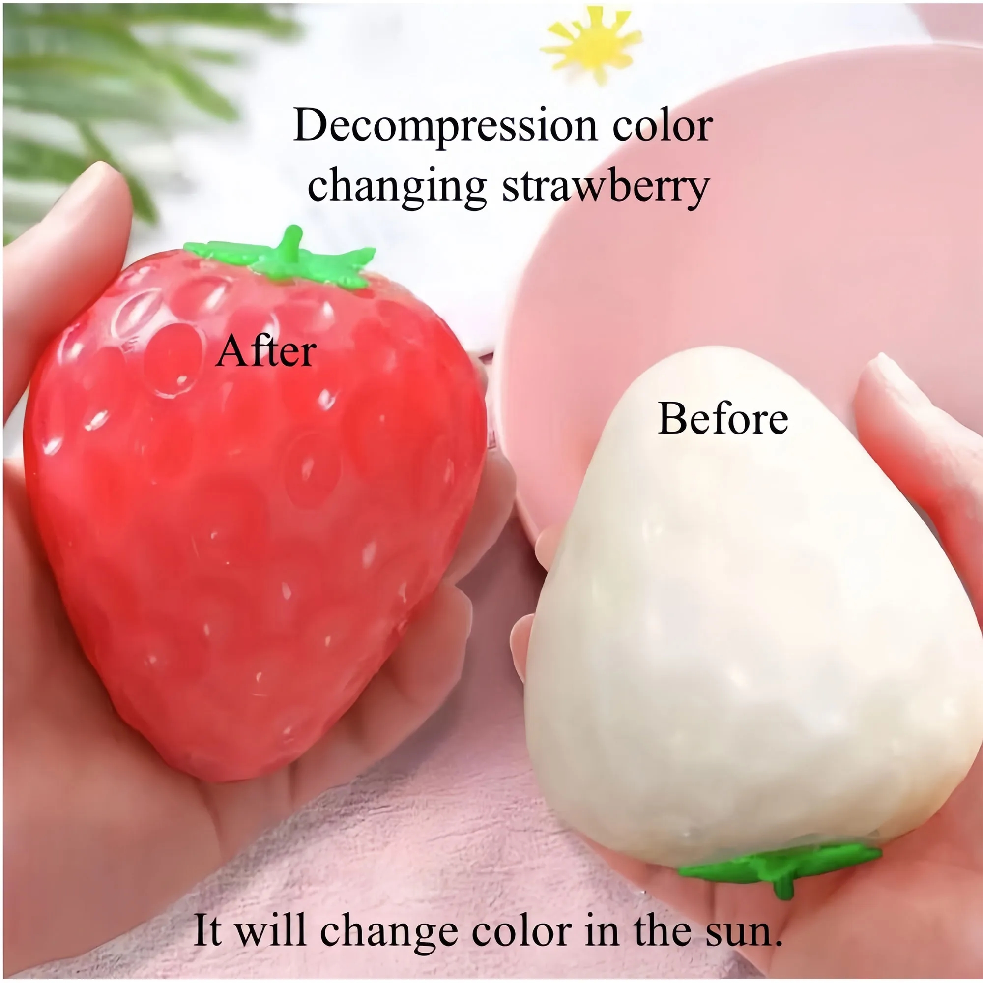 Light Sensitive Strawberry Stress Toy With Slow Rebound 2