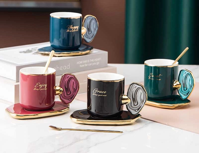 5OZ Irregular Phnom Penh Coffee Cup and Saucer Set 4