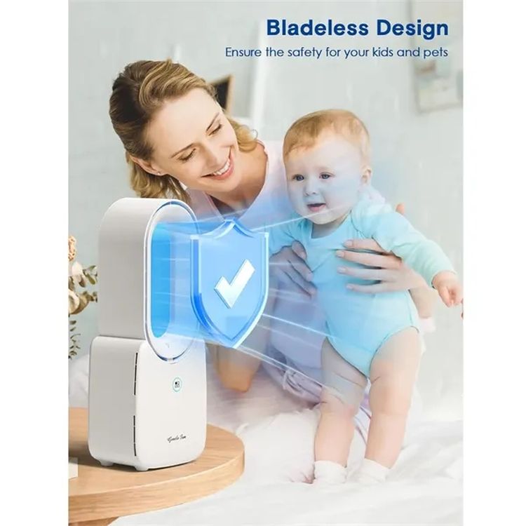 Bladeless Desk Fan with Touch Control and LED Light 2