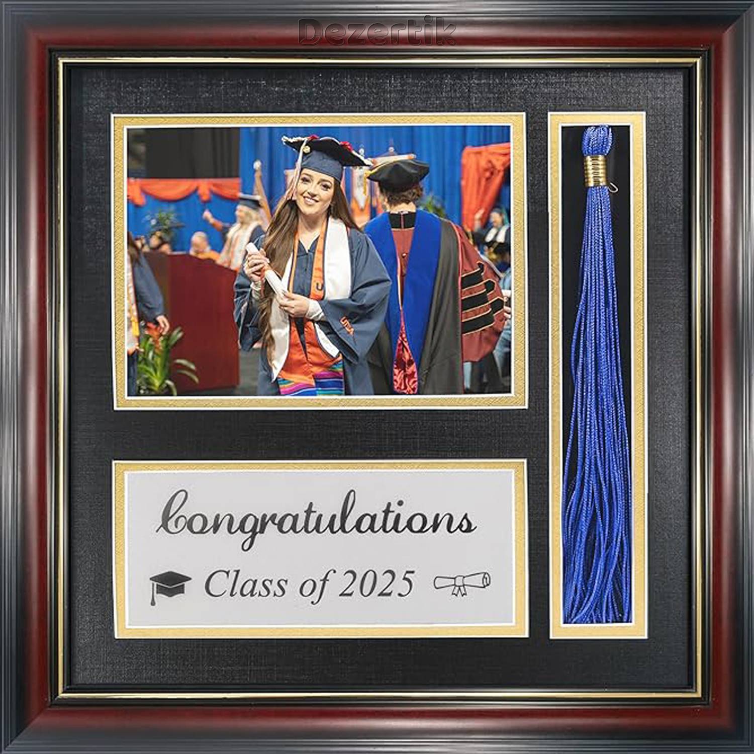 Black Gold Graduation Photo Frame w/ Tassel Wall Art