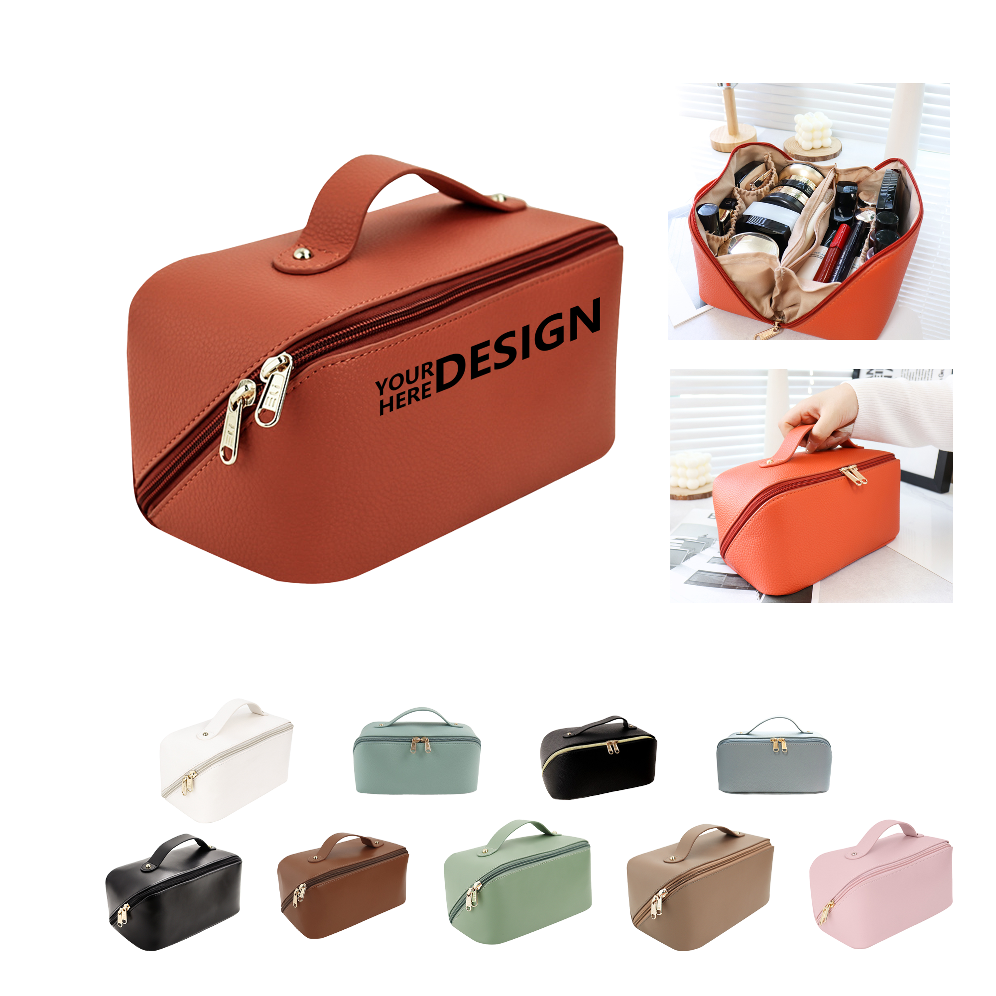 Women's Travel Makeup Bag - Compact Handheld Toiletry Organizer 2