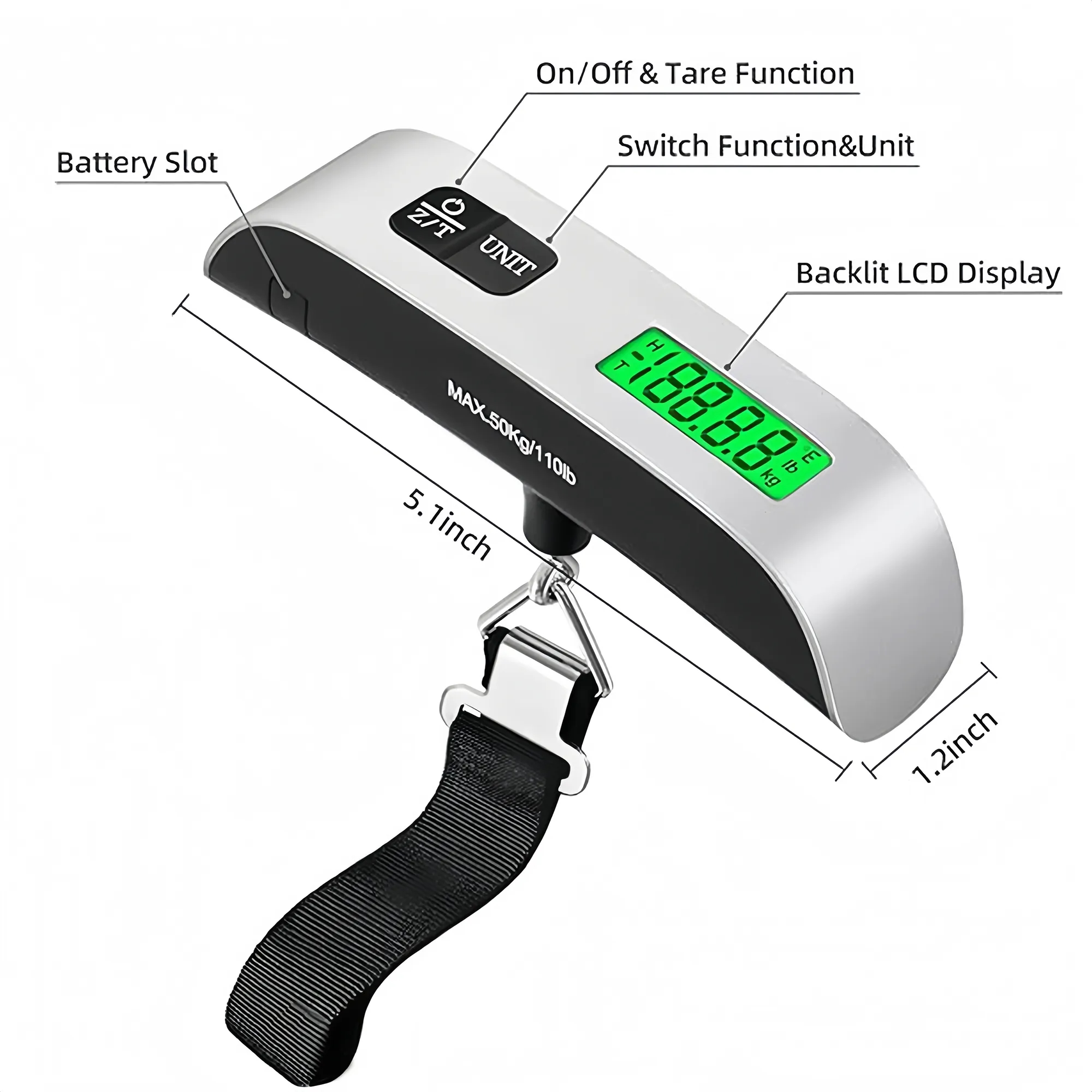110lbs Portable Handheld Electronic Scale 5