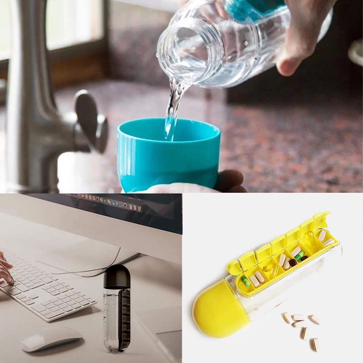 Portable Pill Organizer Water Bottle 3