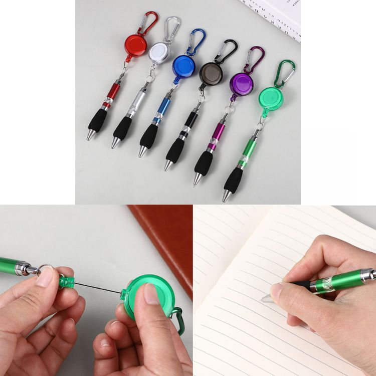 Carabiner Retractable Badge Reel with Pen 4