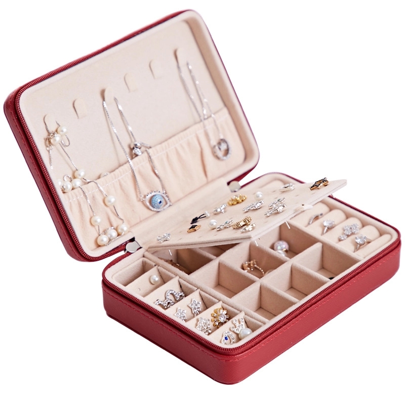 Portable Travel Jewelry Organizer Box with Mirror / Hook 17