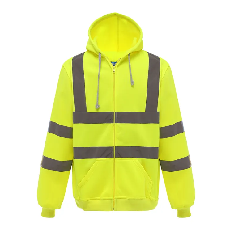 High Vis Class 3 Reflective Safety Zipper Hoodie w/ Pocket 5