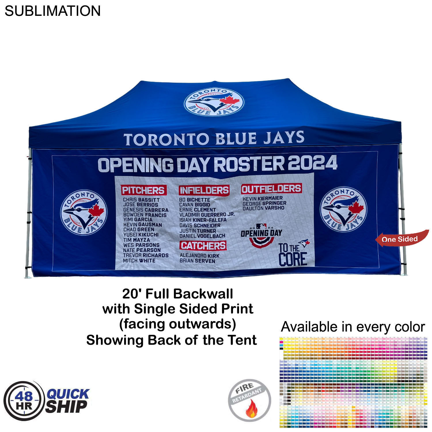 48 Hr Quick Ship - Full 20' Back Wall for 10x20 Tent Kit, Sublimated, Single Sided Print 3