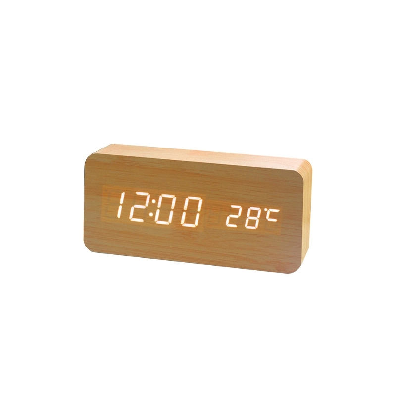 2 In 1 Wooden Alarm Clock With Temperature Display 2