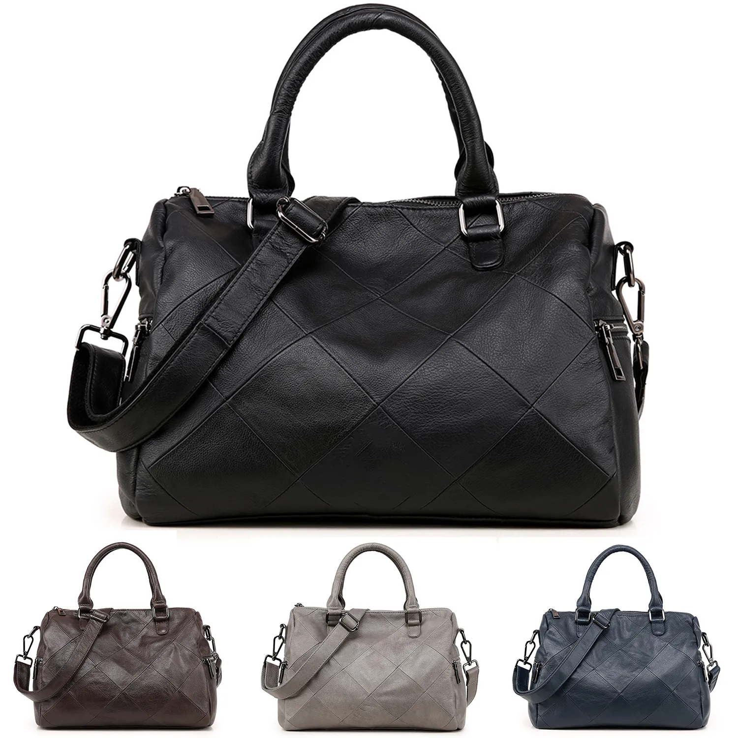 Genuine Leather Satchel Tote Bag for Women, custom tote bag with logo imprint 3