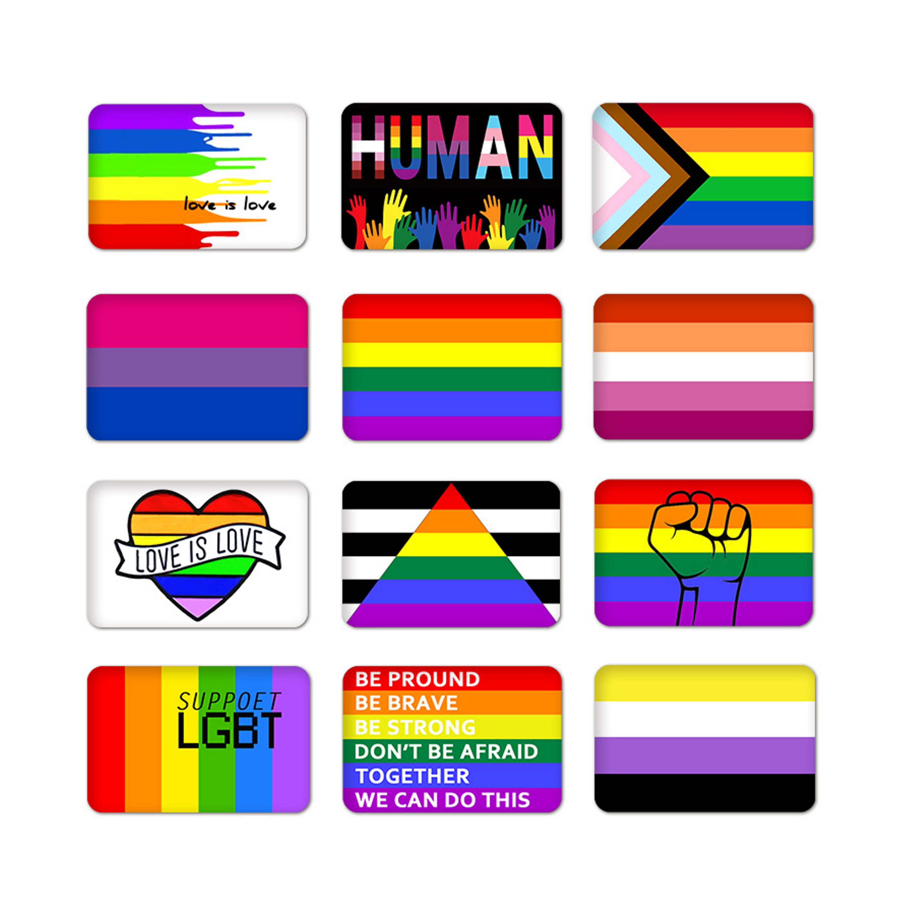 Rainbow Rectangle Button (direct import) 3