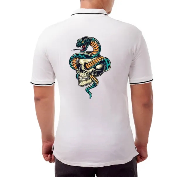 Men's White Polo Shirt - Printed 4