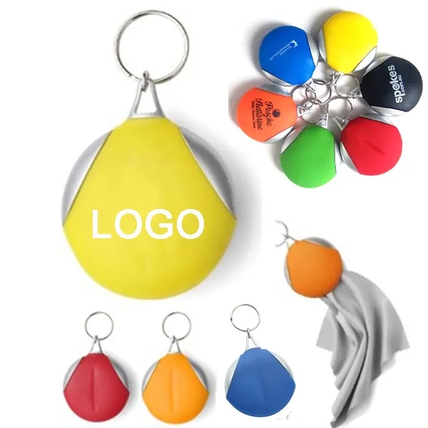 Rubber Key Chain with Microfiber Cleaning Cloth 5