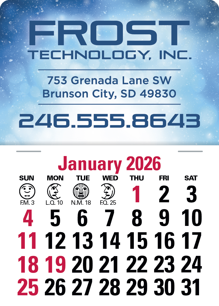 4C Press-N-Stick Header Standard Calendar 14-Month