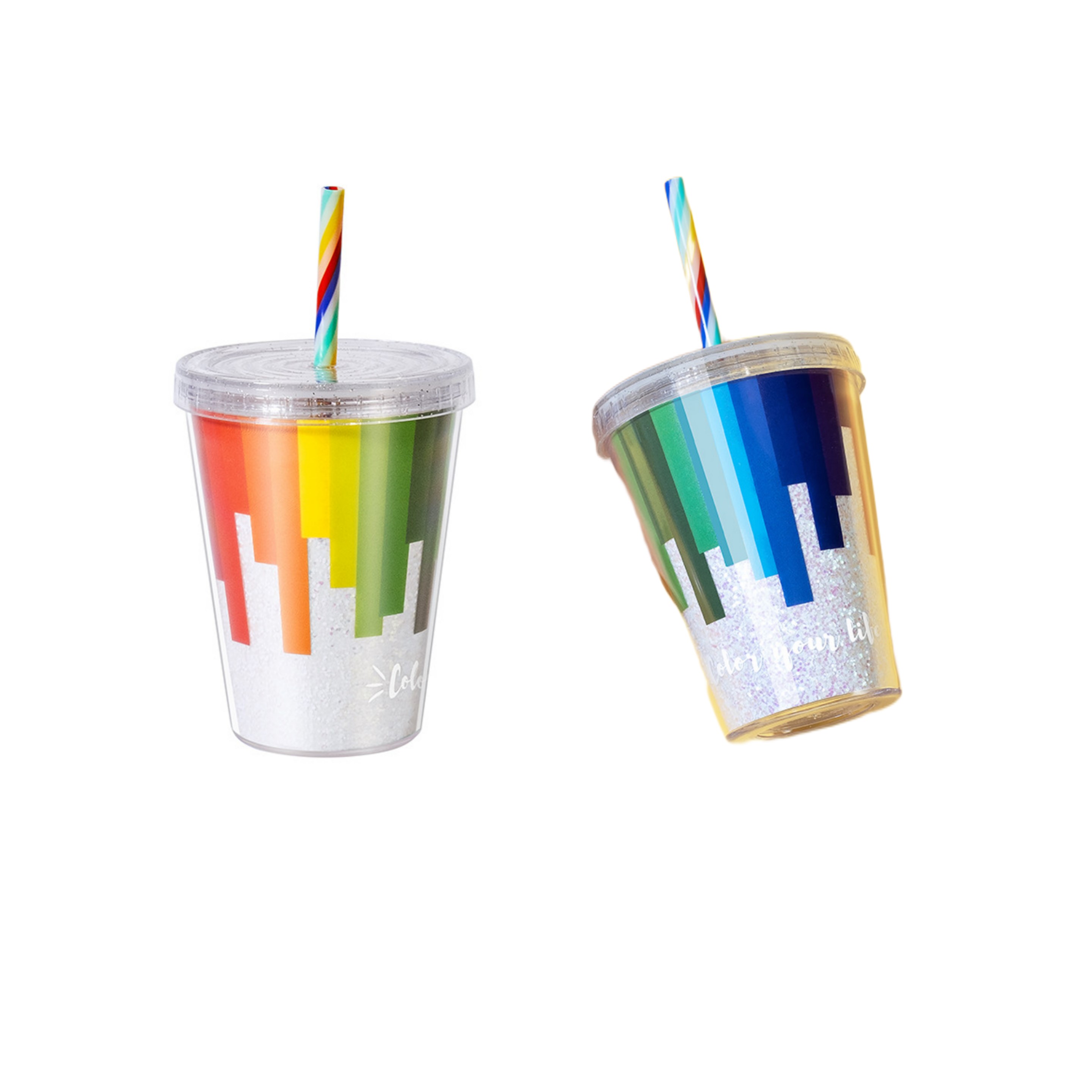 Rainbow Double Wall Tumbler w/Straw (direct import) 3