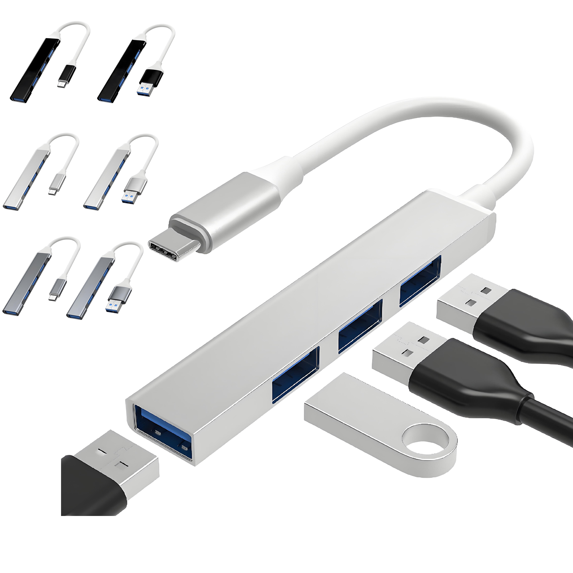 4-in-1 USB-C Hub Adapter with 4-Port USB 3.0 for Laptops 3
