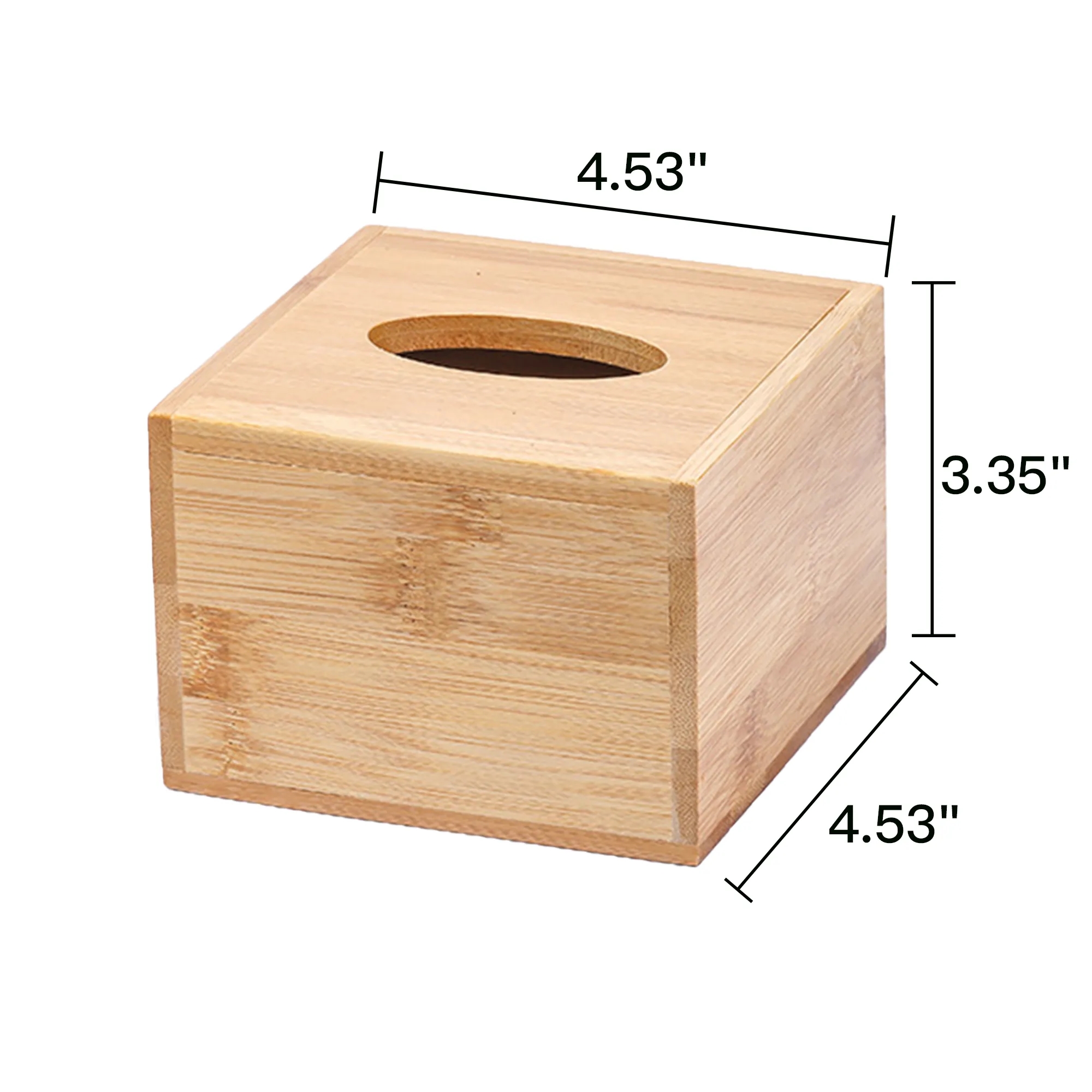 4.53" Bamboo Tissue Box Cover Square 3
