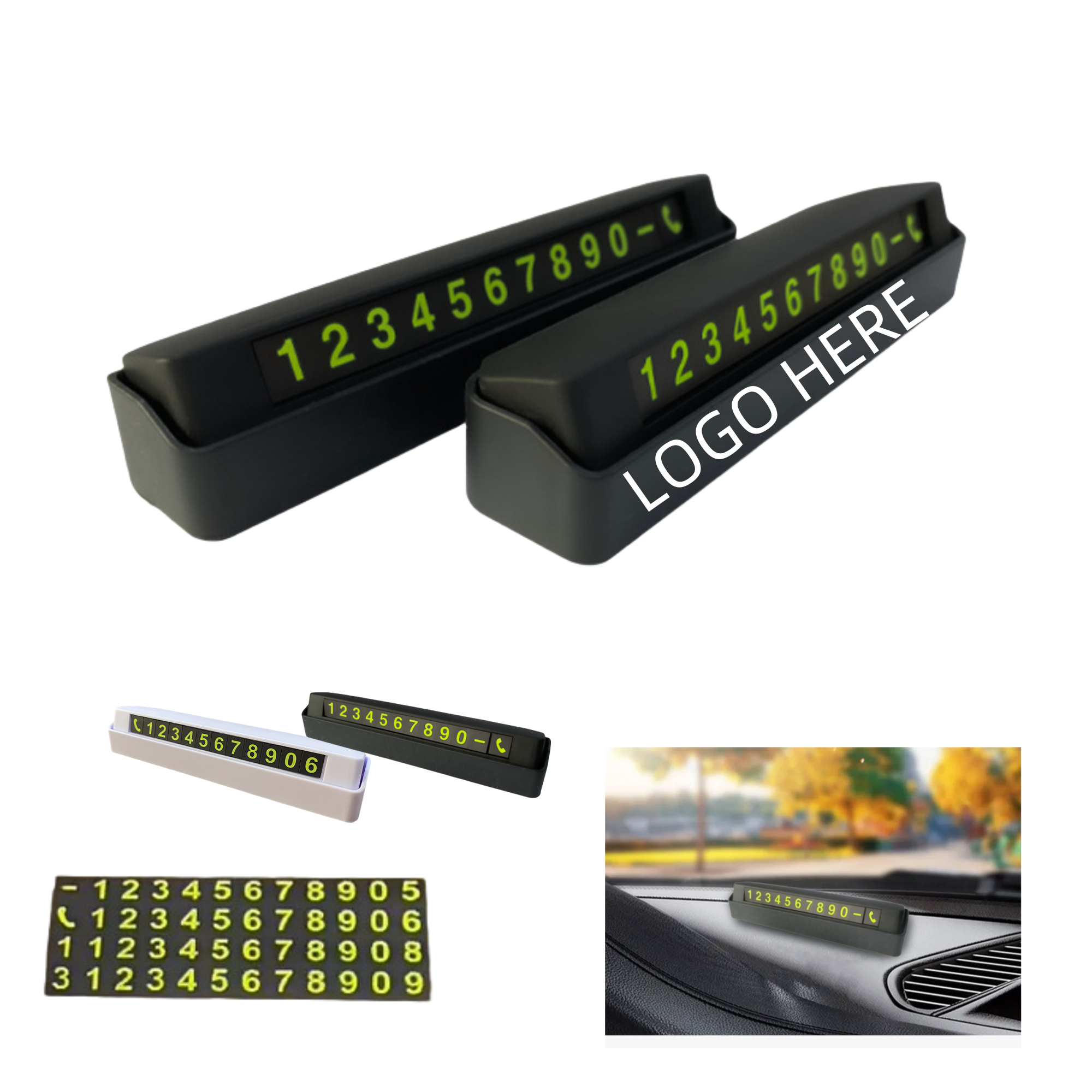 Heat-Resistant Hideable Car Parking  Phone Number Plate 1