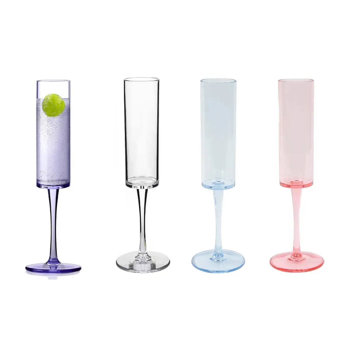 5.5oz. Reusable Plastic Champagne Flutes Wine Glasses 2