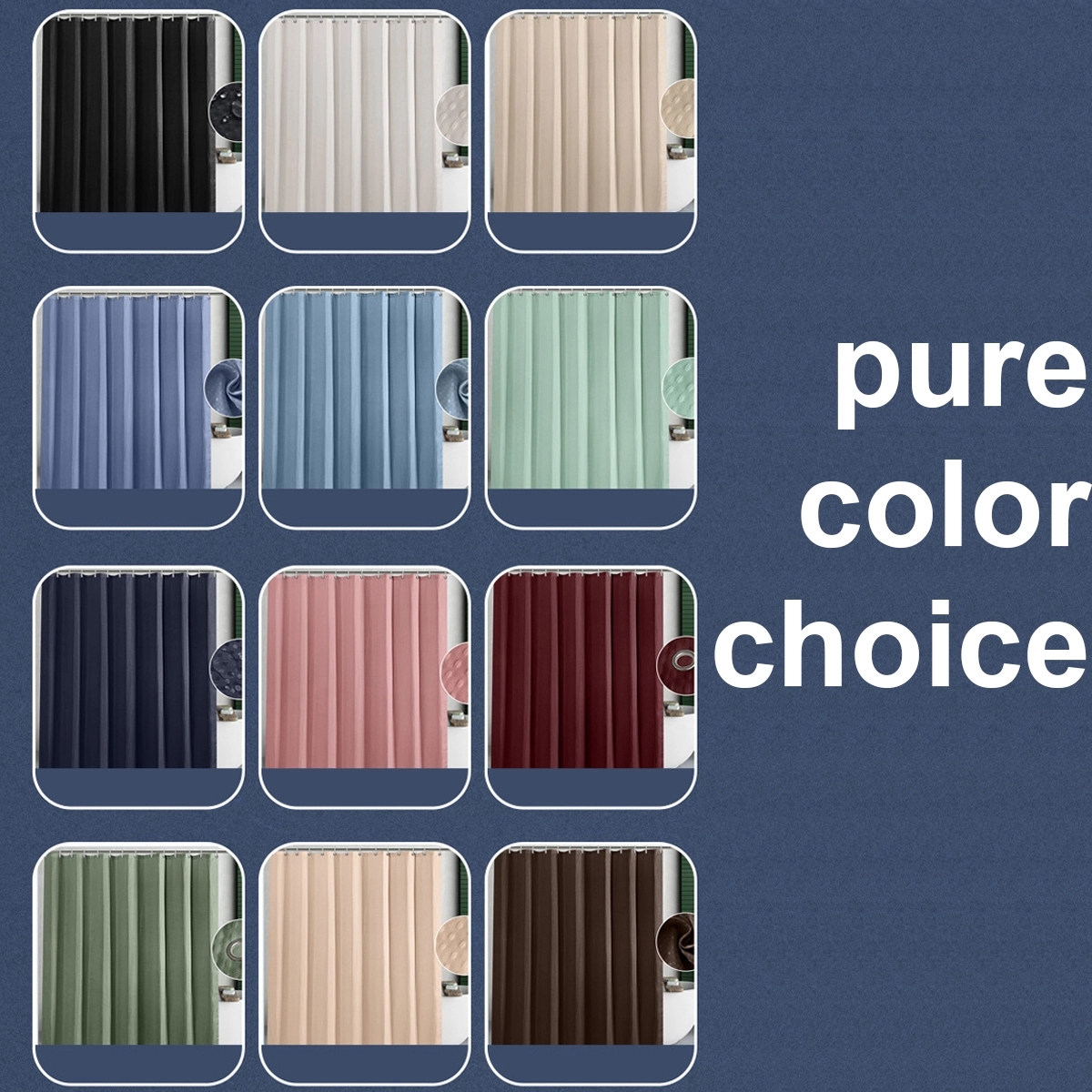 Pure Color Waffle Weave Shower Curtain 7