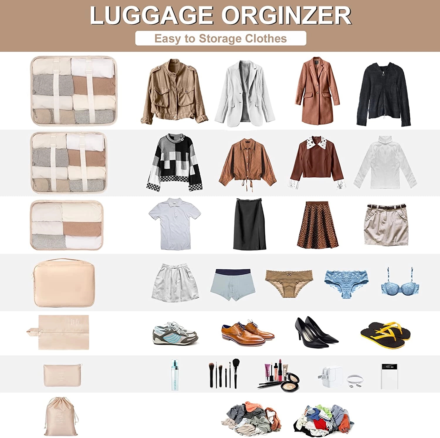 Lightweight Travel Packing Cubes 7 Set For Suitcases 13