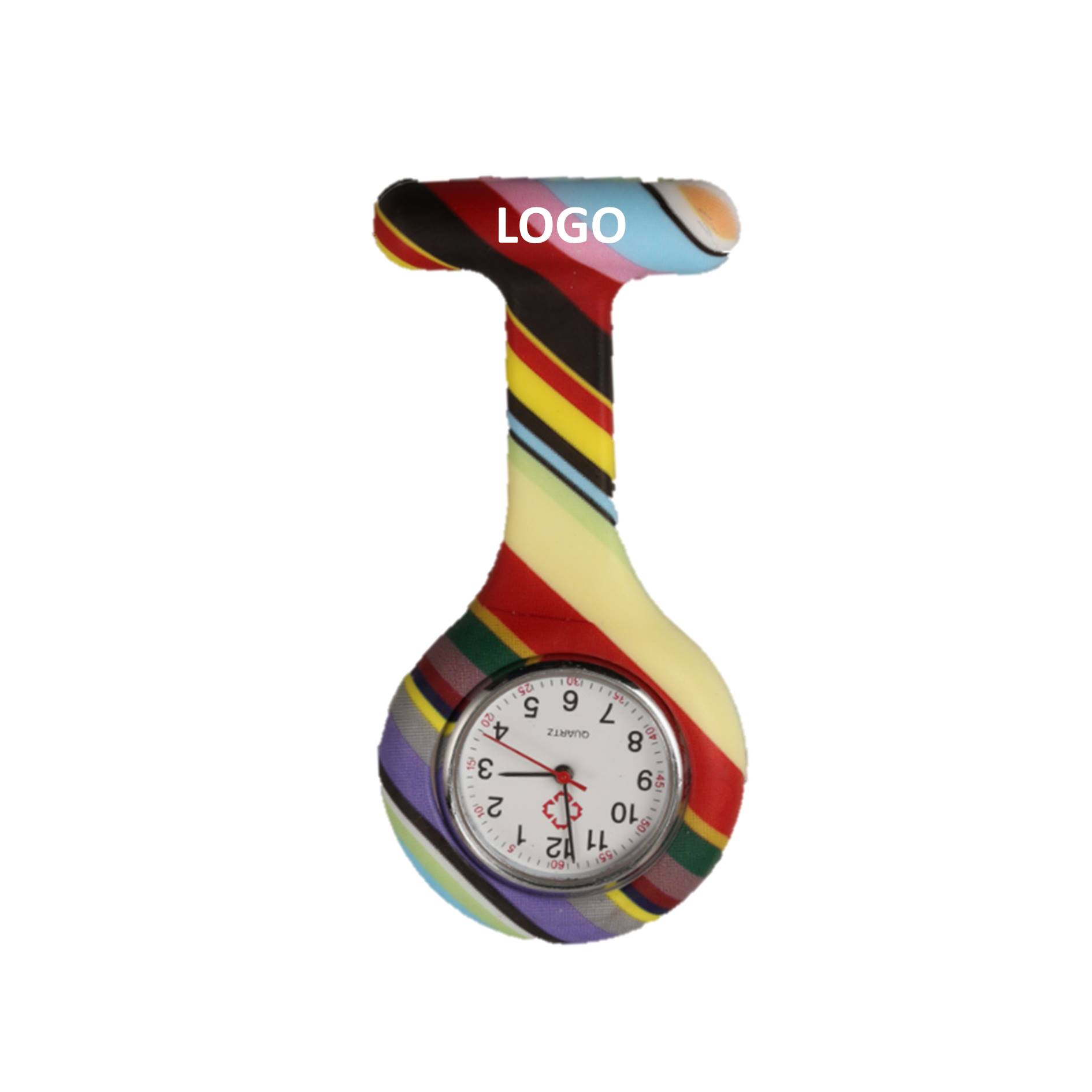 Multi-Color Stripes Silicone Brooch Nurse Watch 2