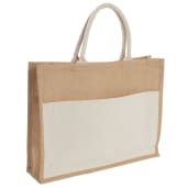 Jute Shopper Tote with Recycled Cotton Pocket, custom tote bag with logo imprint 45