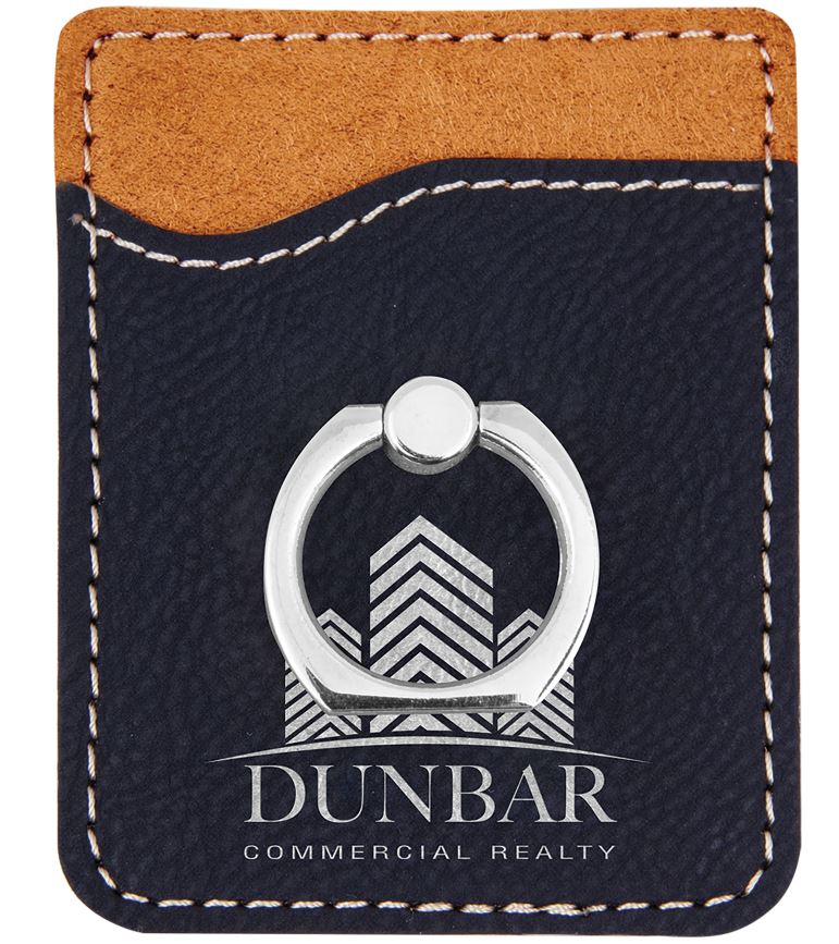 Laser Engraved Leatherette Phone Wallet w/Ring Stand (2.375"x3.125")