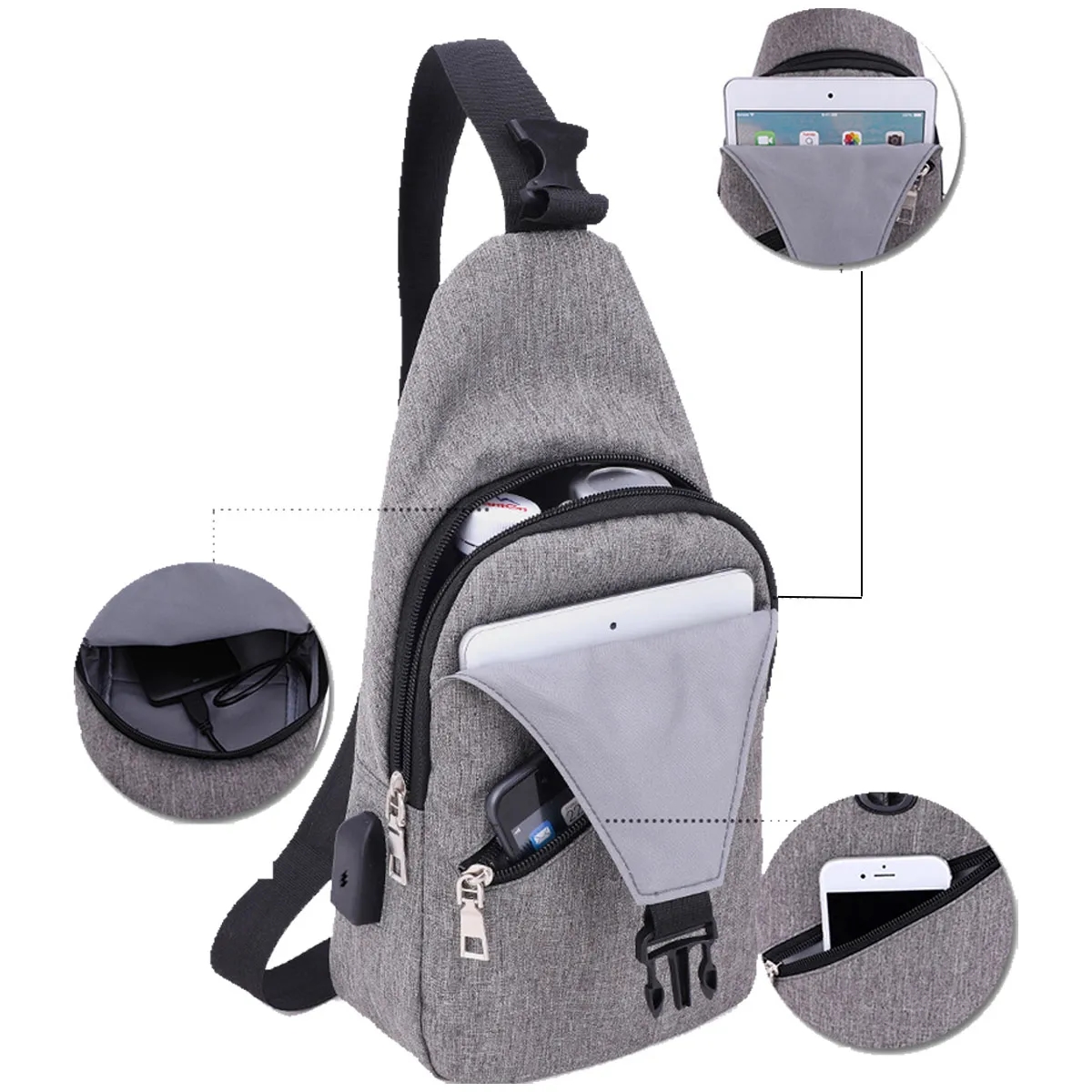 Cross Body Sling Backpack Bag With Usb Charging Port 5