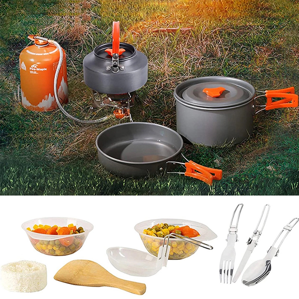 10Pcs Camping Cookware Set 3