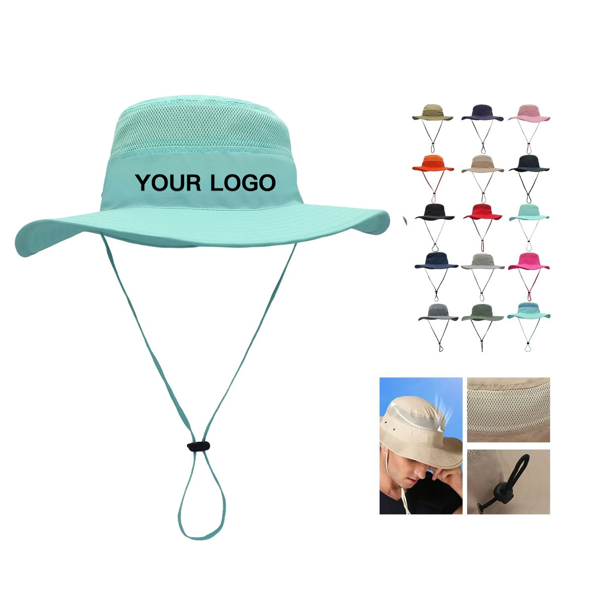 Breathable Nylon Bucket Hat with Drawstring Closure 2