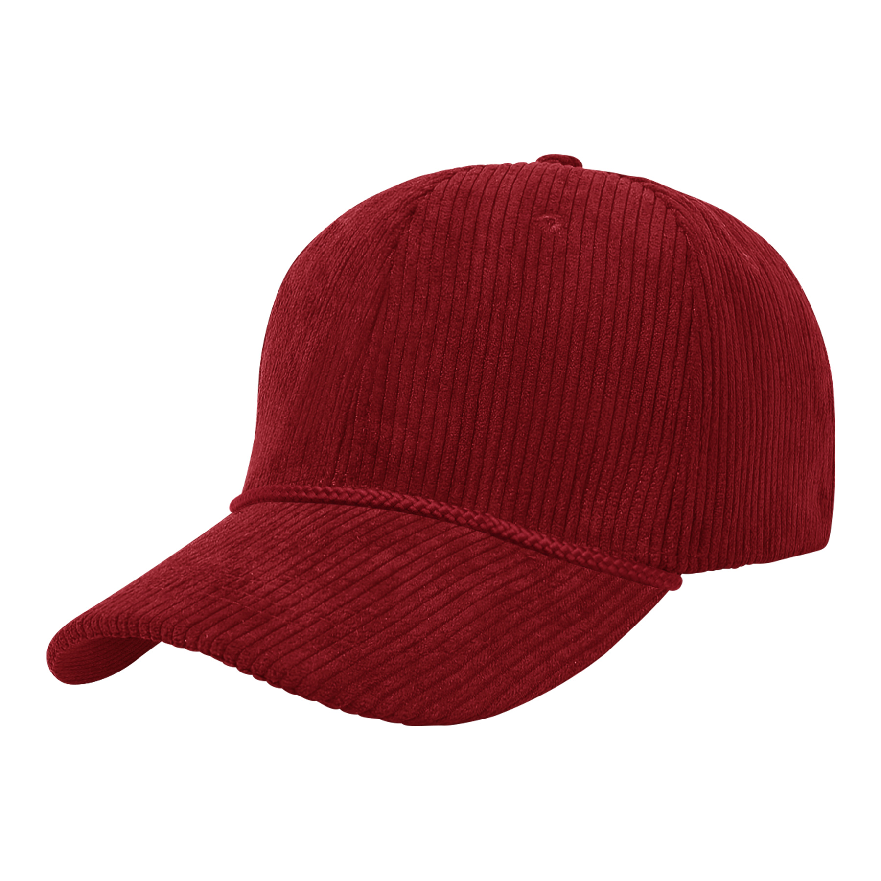 Embroidery 6 Panel Unstructured Corduroy Baseball Cap With Rope 3