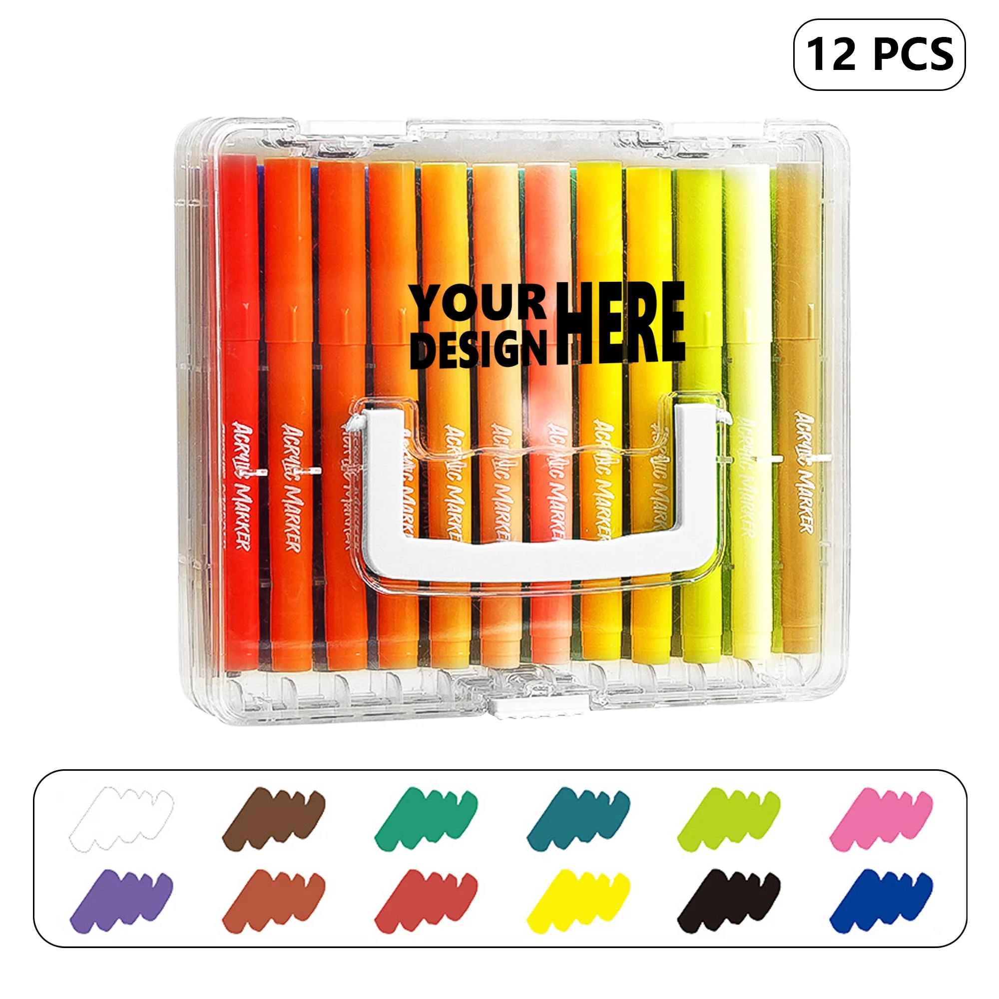 12 Color Washable Acrylic Markers Set Free Shipping