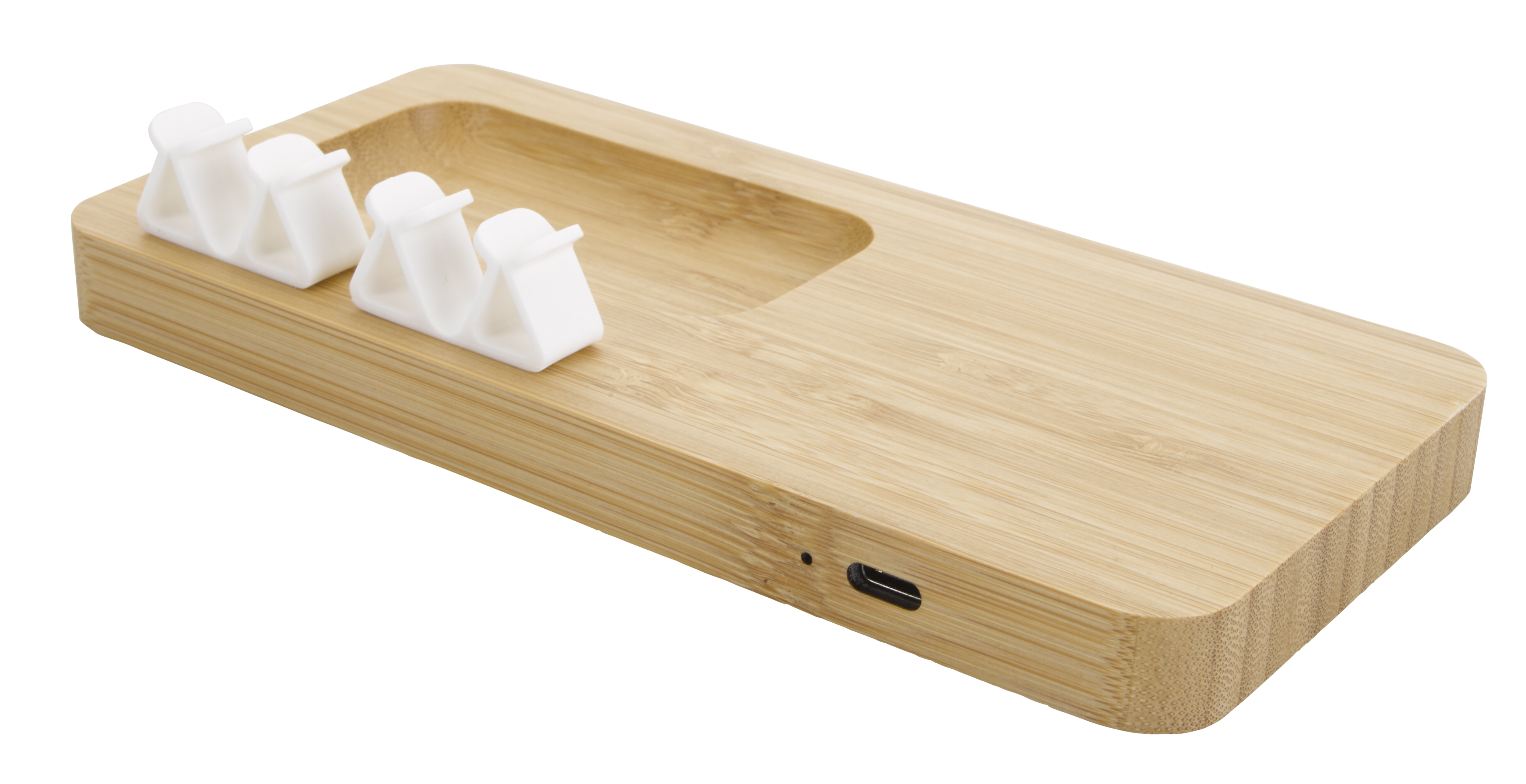 Bamboo 10W Wireless Charging Pad with Cable Organizer