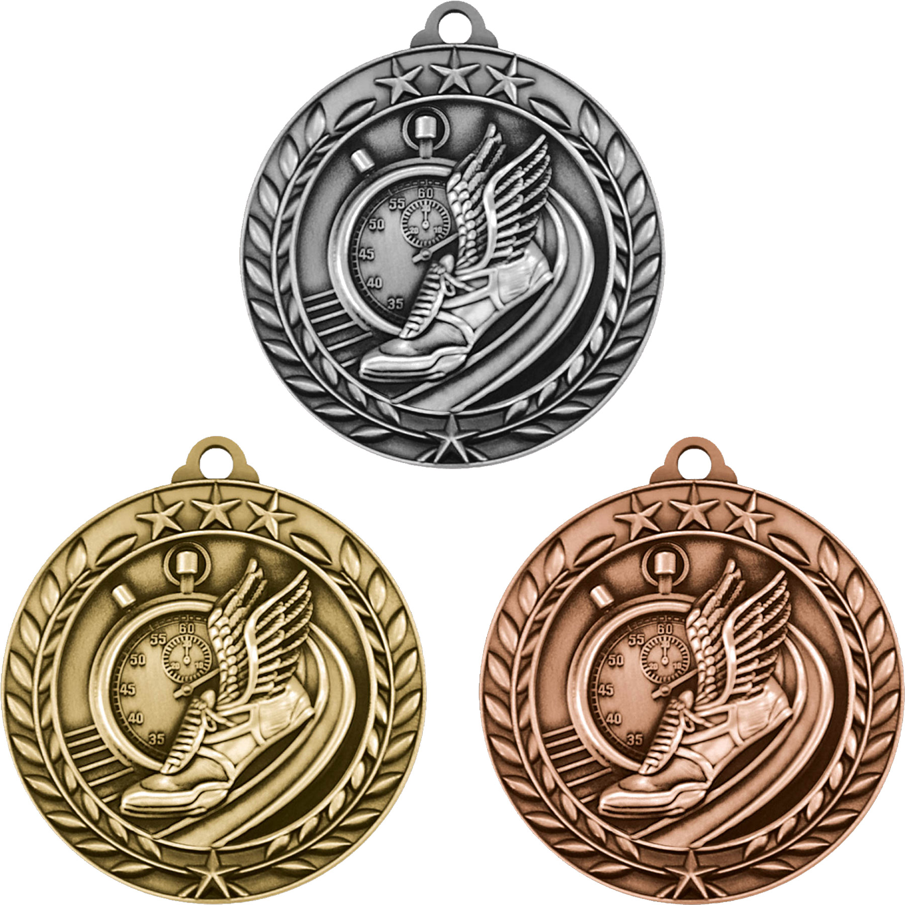 Stock Small Academic & Sports Laurel Medals: Track