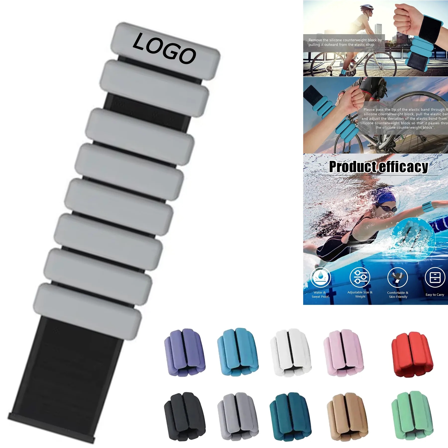 Adjustable Silicone Weight Bracelet Gym Waterproof 8