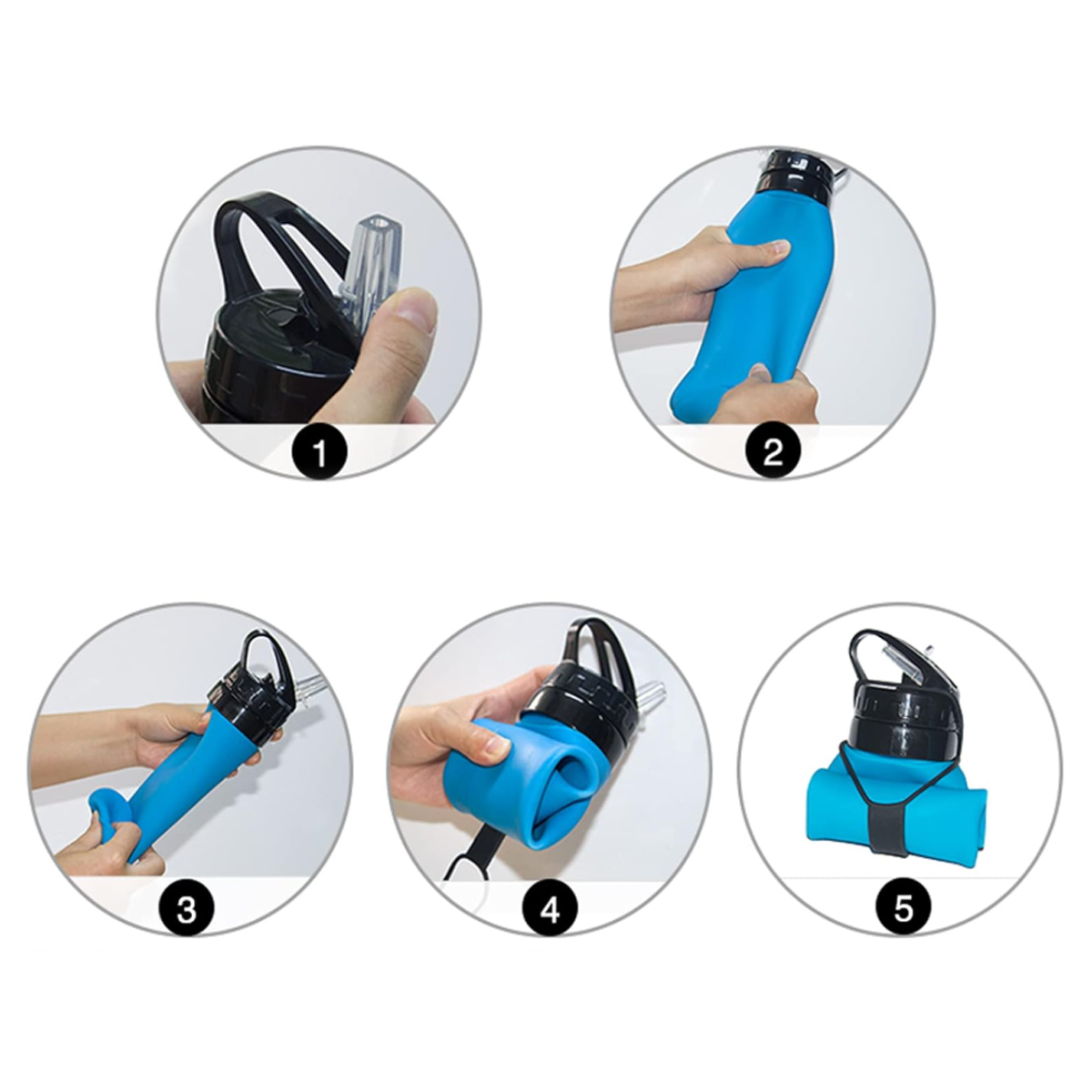 15Oz. Foldable Water Bottle with Flip Lid and Carry Strap 1