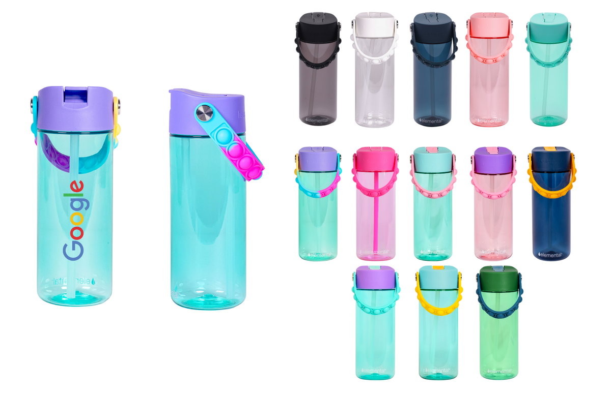 Elemental® Splash Pop Fidget 18oz Tritan Water Bottle - with Drinking Spout and Straw 23