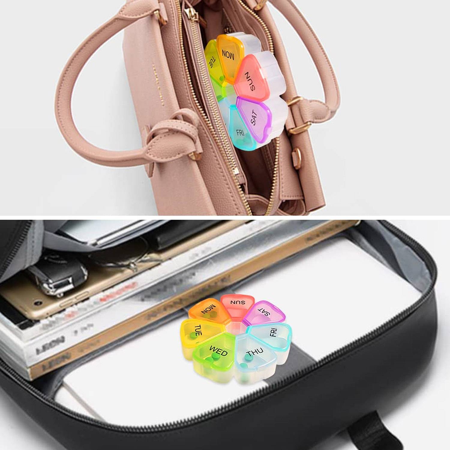 Cute Household Portable Rainbow Petal Pill Box 3
