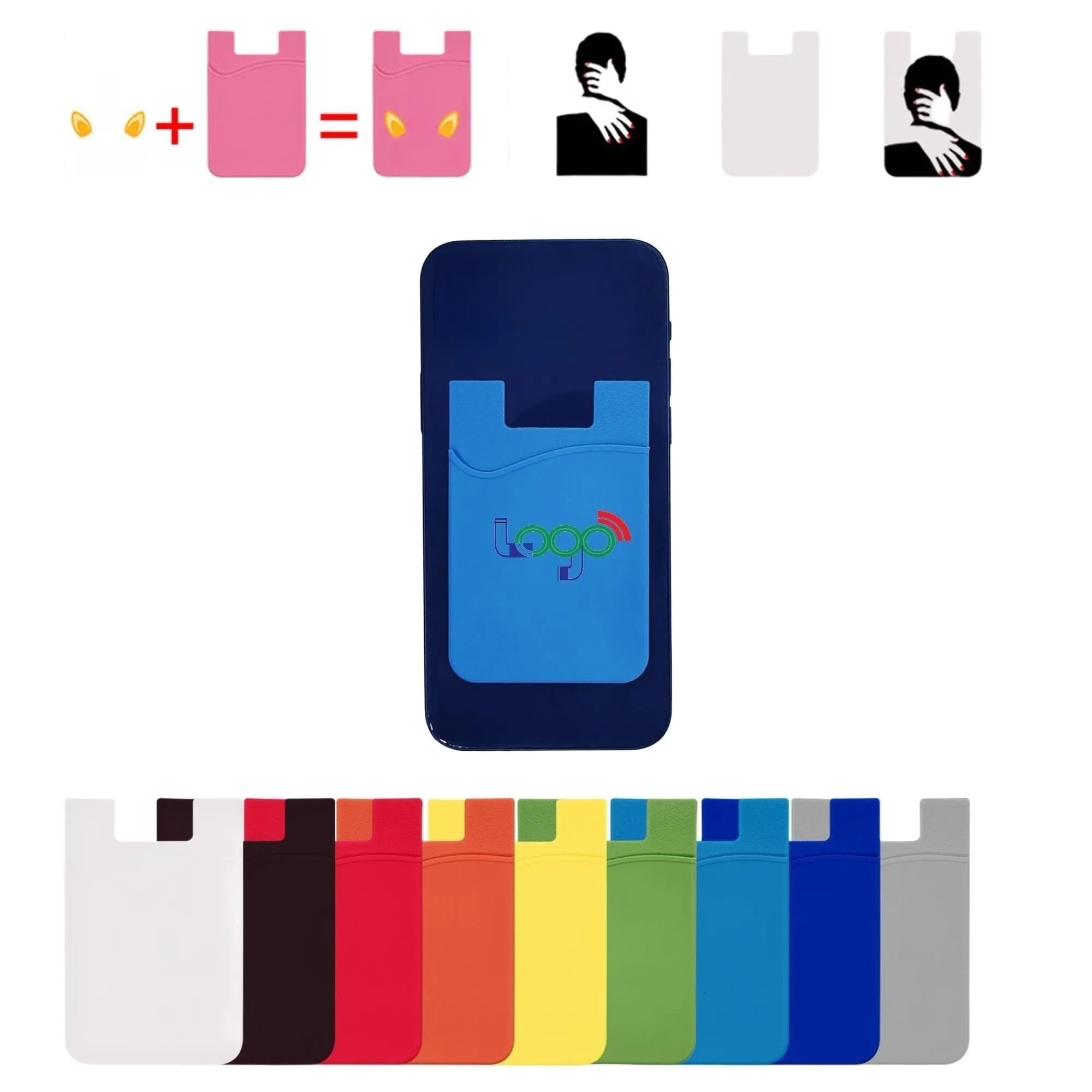 MOQ 100 PCS Silicone Cell Phone Wallet Stick 6