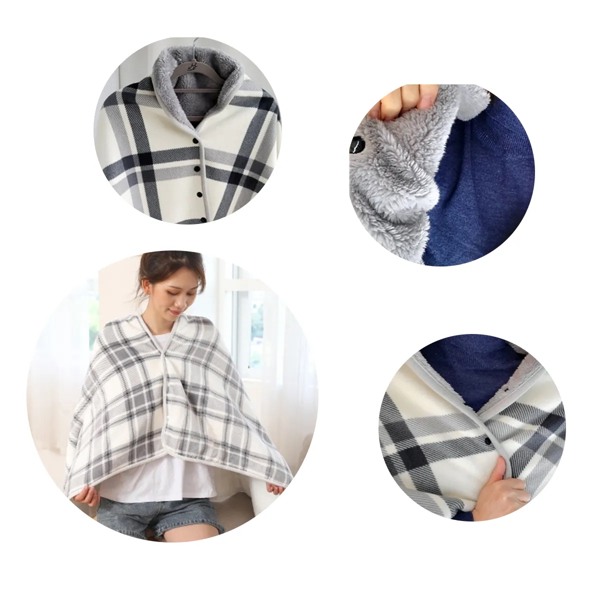 Sherpa-Lined Wearable Throw With Snaps, Holiday Print, custom hoodie or sweatshirt with logo imprint 4