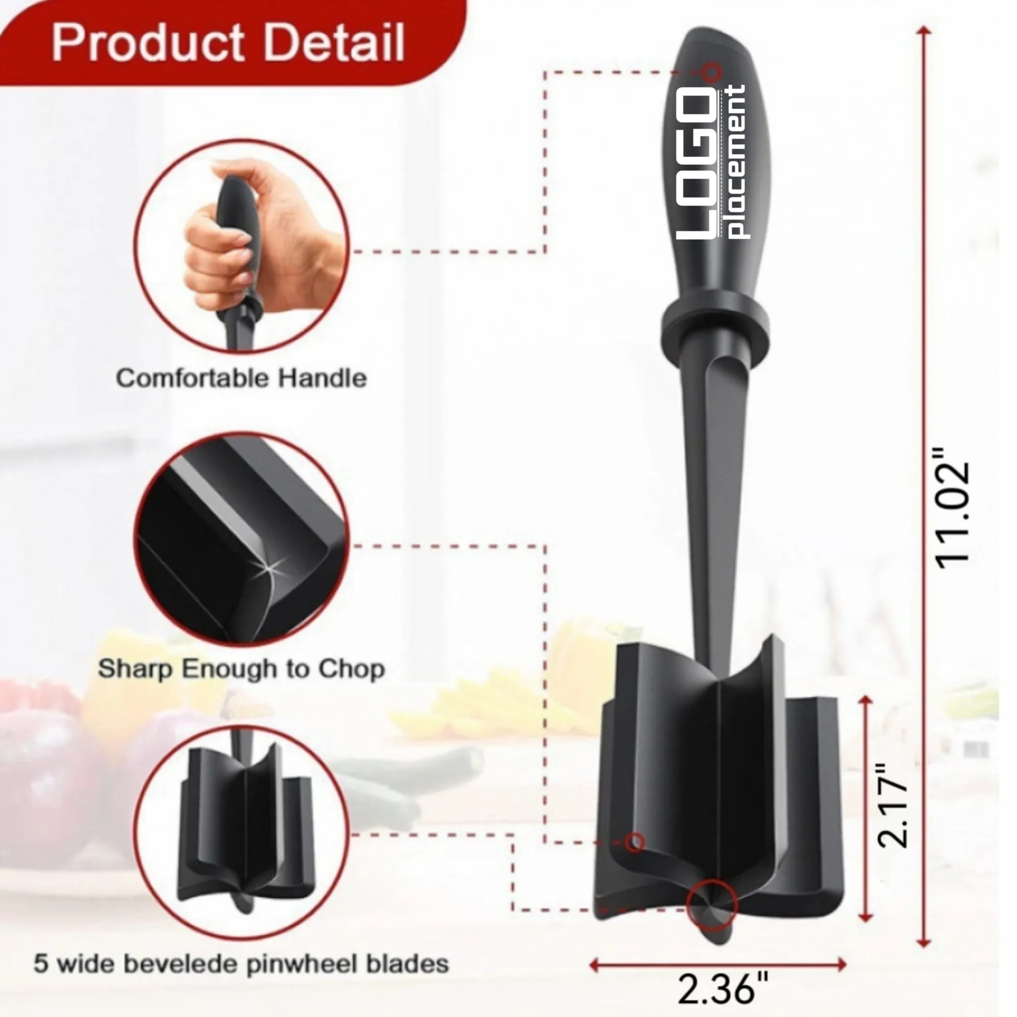Meat Shredder: 5-Blade Nylon Chopping & Mixing Tool 3