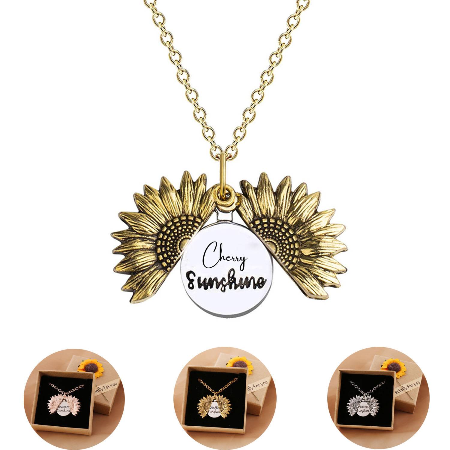 Openable sunflower necklace