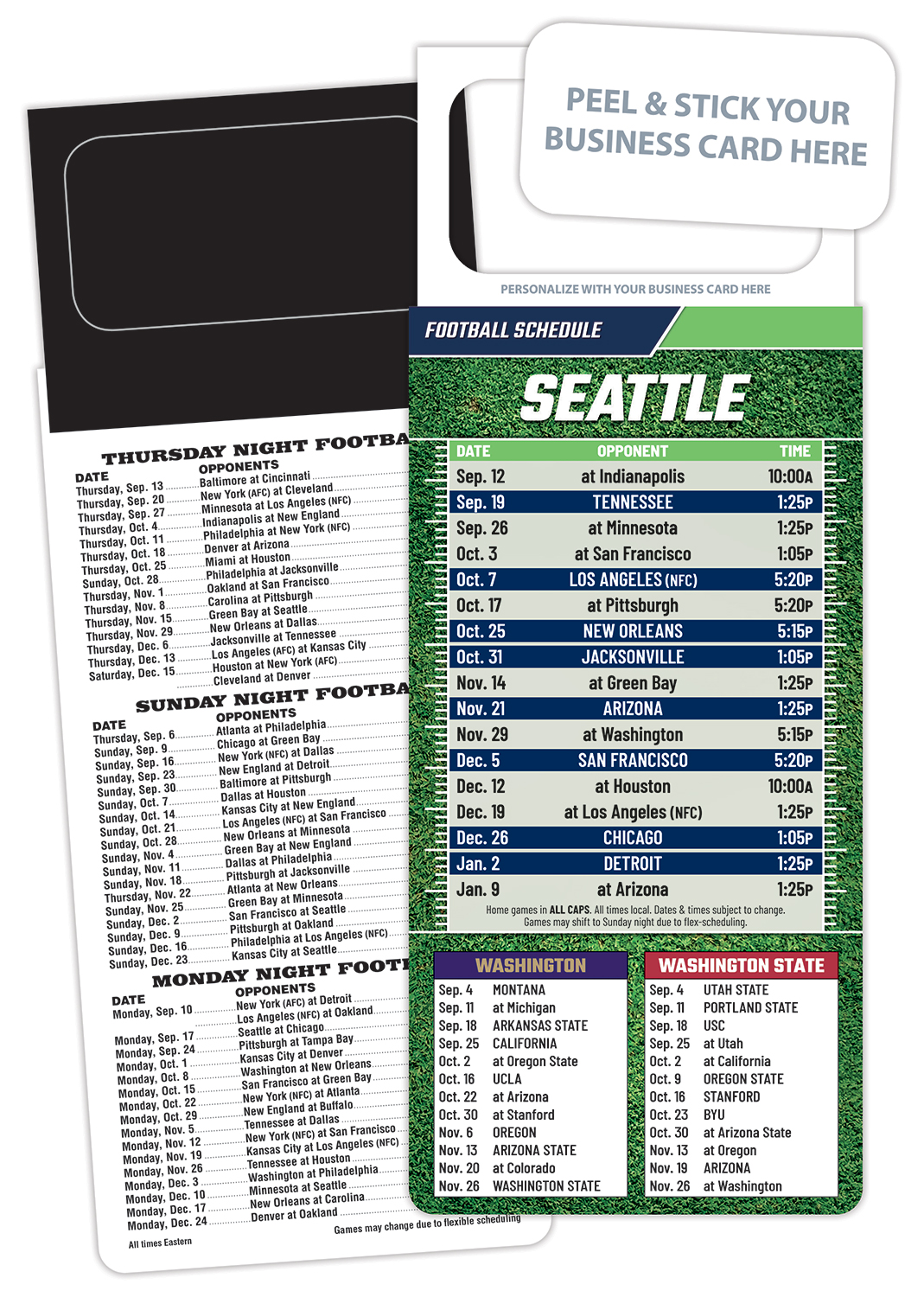 Pro Football Schedule Magnet - Peel and Stick Business Card (3.5x9) 1