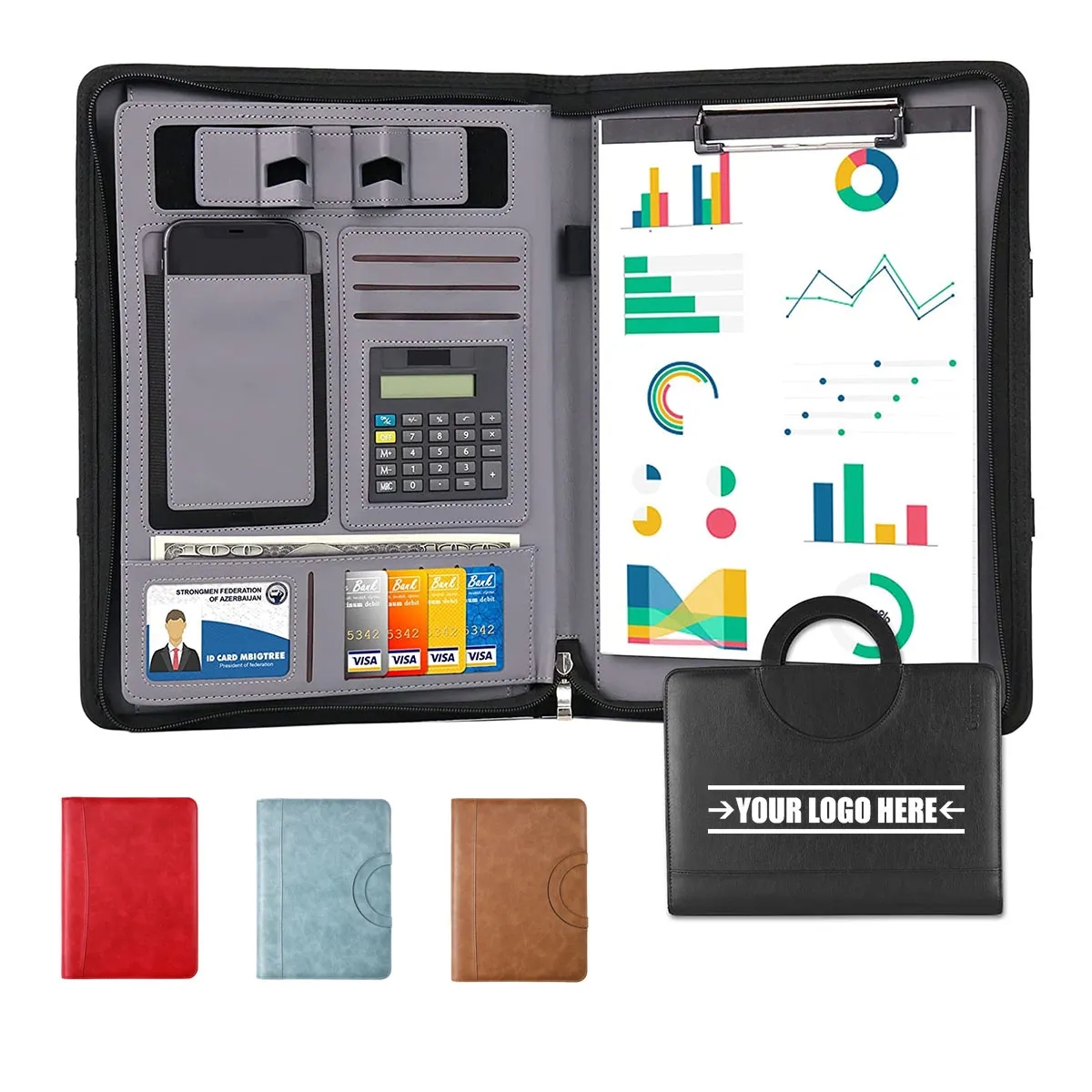 Zippered Portfolio Organizer with Calculator 2