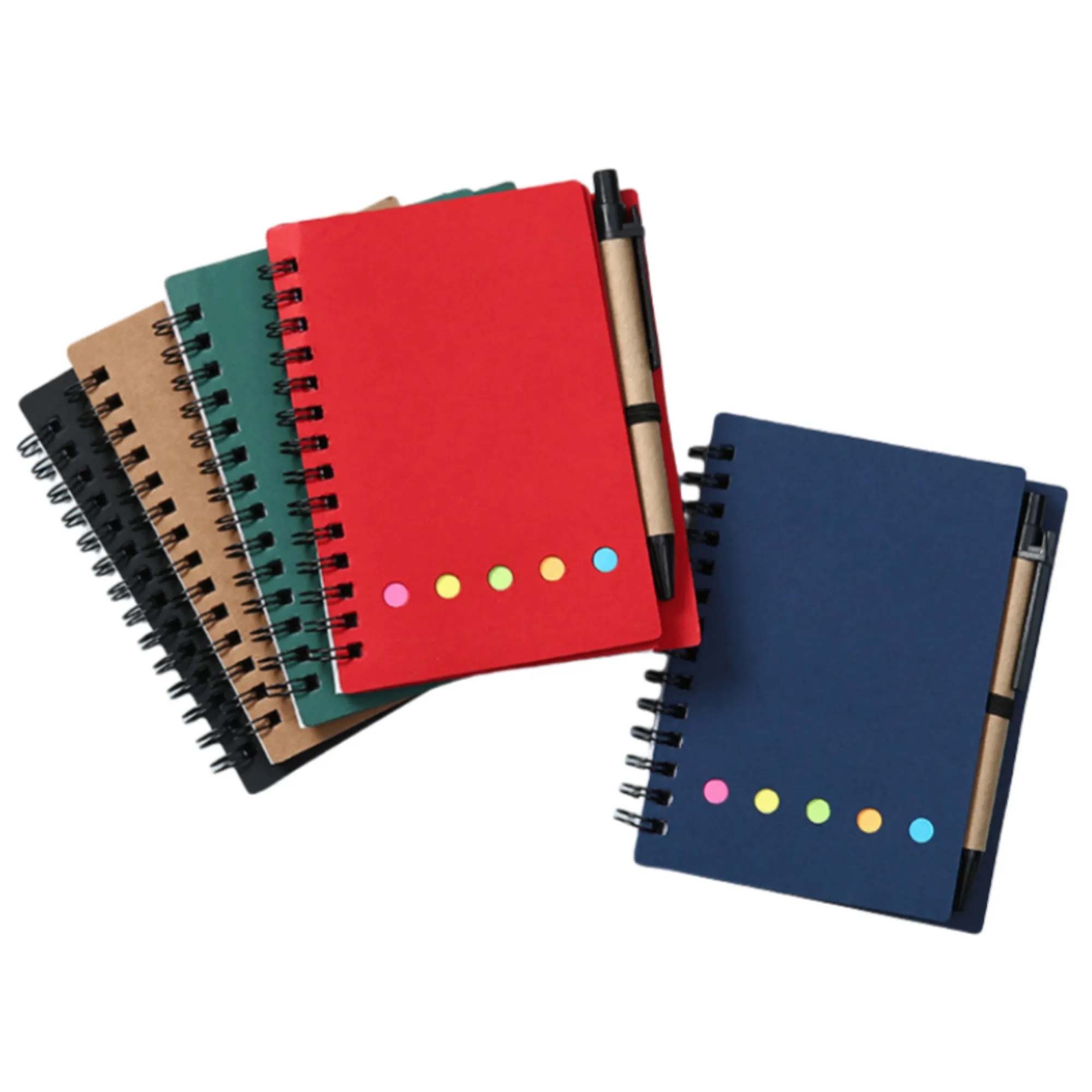 Pocket Colored Sticky Note Brown Paper Spiral Notebook 3