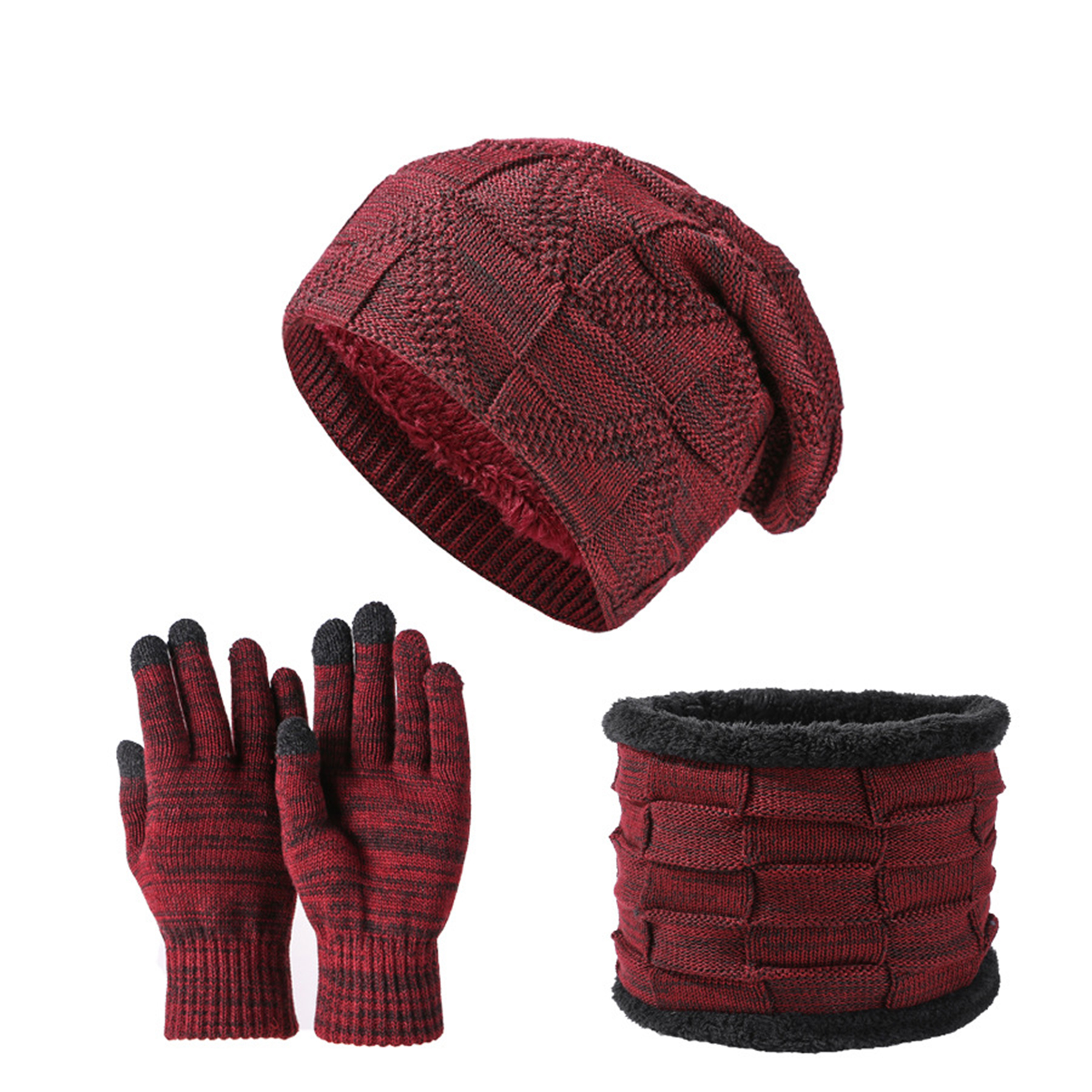 Winter Beanie Hat Scarf and Touch Screen Gloves Set 11