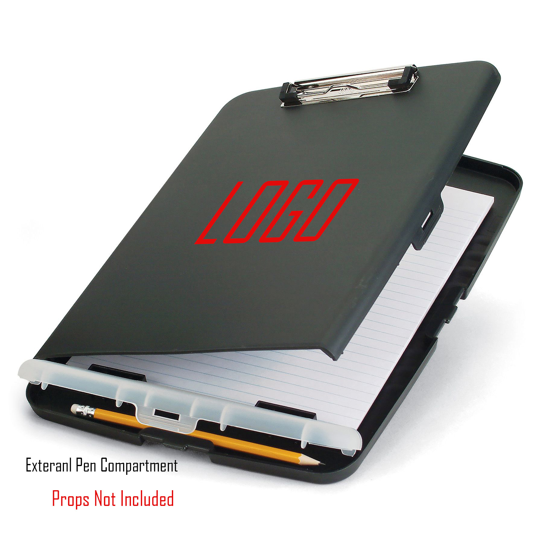 Clipboard, Slim Storage Box, w/Low Profile Clip and Separate External Storage Compartment for Pens 2