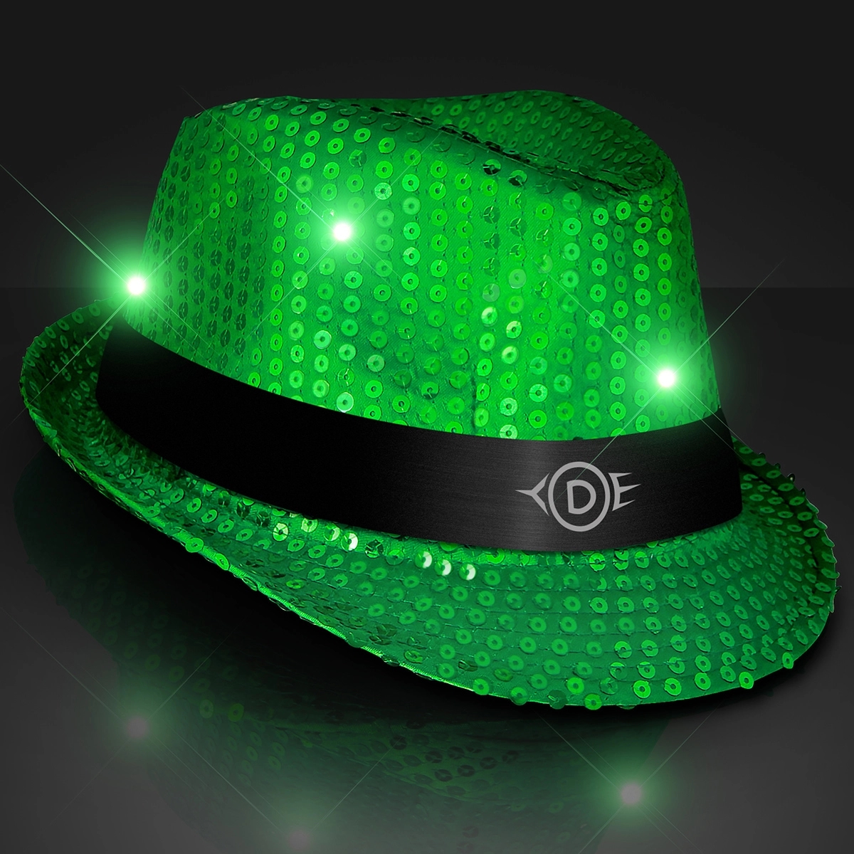 Shiny Single Colored Fedora Hats with Flashing Lights 28